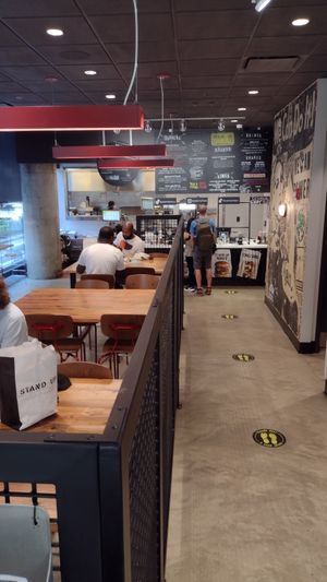 Plenty of space to wait in line at Stand-Up Burgers - Wells in Chicago