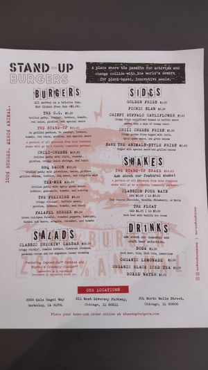 Menu at Stand-Up Burgers - Wells in Chicago