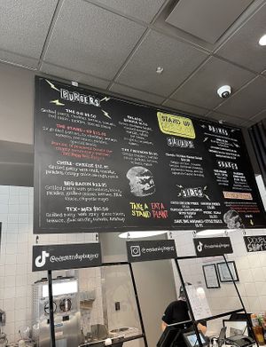 Menu board   at Stand-Up Burgers - Wells in Chicago