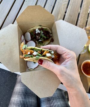 The chicken taco was tasty!  at Crearéé (FKA Mercado Mexico) in Bishop