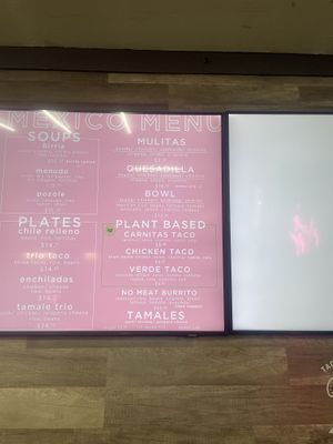 Menu’s Plant based options shown  at Crearéé (FKA Mercado Mexico) in Bishop