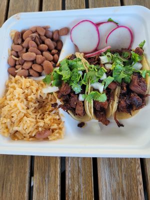 Best tacos ever. Vegan carnitas made with Jack fruit at Crearéé (FKA Mercado Mexico) in Bishop