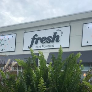 Lovely outdoor patio space at Fresh Kitchen + Juice Bar Hurontario in Mississauga