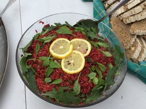 Beet quinoa salad at EcoVillage Bhrugu Aranya in Jordanow