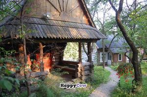 Our log cabin healing hut and guest cabin below. at EcoVillage Bhrugu Aranya in Jordanow