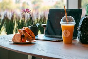 Fresh sandwich and cold pressed juice at Urban Garden Cafe in Sofia