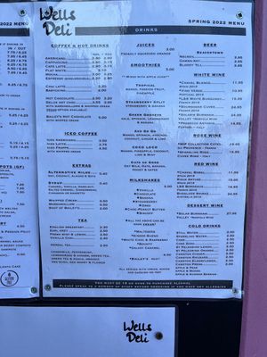 Menu 2  at Wells Deli in Wells-next-the-sea