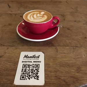Good coffee with oat milk at Manifest Lisbon in Lisbon