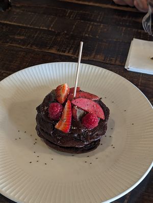 Vegan chocolate Pancakes at Manifest Lisbon in Lisbon