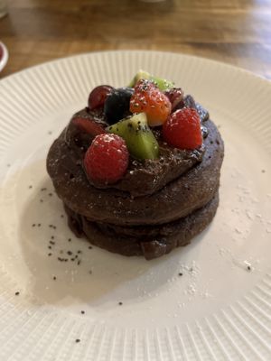 Vegan chocolate pancakes   at Manifest Lisbon in Lisbon