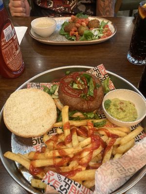 Vegan falafel (background) vegan burger (foreground)  at SAW - Big Chefs in Istanbul
