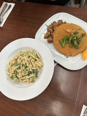 creamy v pasta + schnitzel   at SAW - Big Chefs in Istanbul