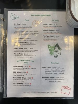 Menu  at Ybor City Vegan Deli in Tampa