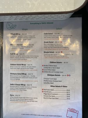 Menu at Ybor City Vegan Deli in Tampa