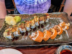 "Shitake To Me" and "Cowgirl." at Blue Sushi Sake Grill in Austin