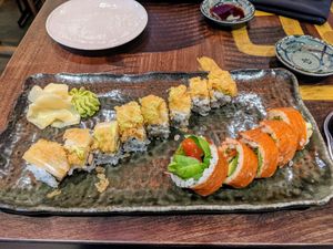 "Crunchy Cabbage" and "VLT." at Blue Sushi Sake Grill in Austin