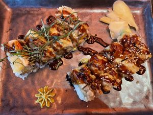 Shitake to me and Prince Roll at Blue Sushi Sake Grill in Austin