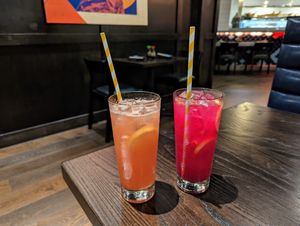 Coco Hydration and Dragon Fruit Lemonade (mocktails). at Blue Sushi Sake Grill in Austin