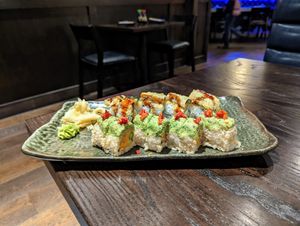 Vegan South Pacific and Eden Roll. at Blue Sushi Sake Grill in Austin