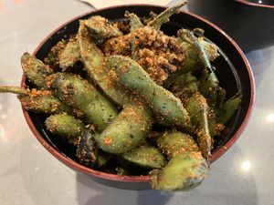 Spicy charred edamame at Blue Sushi Sake Grill in Austin