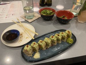 Eden Roll and Charred Edamame  at Blue Sushi Sake Grill in Austin