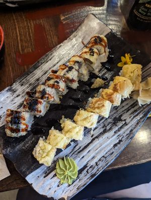 Vegan black dragon and crispy cabbage at Blue Sushi Sake Grill in Austin