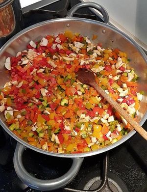 Vegetarian Bolognese Sauce at The Rolling Pin Cooking School in Padua