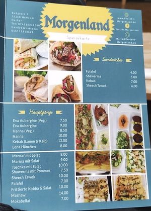 Speisekarte at Projekt Morgenland in Horb Am Neckar