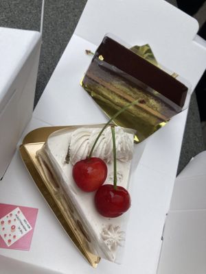 Our desserts minus one cherry due to excitement to eat  at The Vegan Marshmallooow in Tokyo