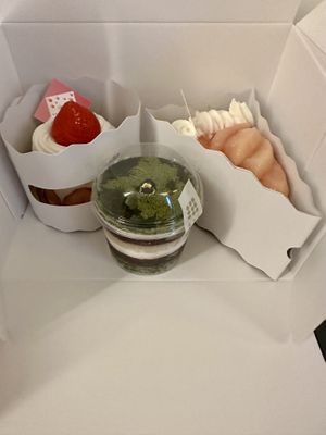 Strawberry shortcake, matcha cake, peach shortcake  at The Vegan Marshmallooow in Tokyo
