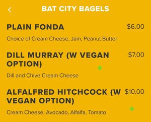 Vegan bagel options at Ghosty Diner in Bendigo