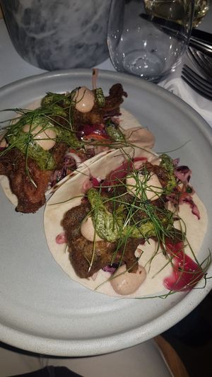 Vegan fish tacos, so delicious at nue ground in South West London