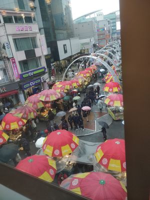 View of the BIFF Square from my dining spot at New Little India - BIFF in Busan