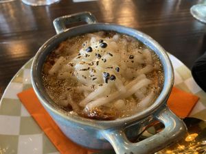 Best onion soup I ever had, and it’s vegan. at Ka Papa Cuisine in Sarasota