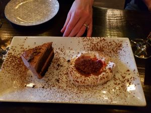 Chocolate cake with vegan cream at Ka Papa Cuisine in Sarasota