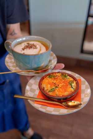 Spicy Butternut Soup and Mini Frittata at Ka Papa Cuisine in Sarasota
