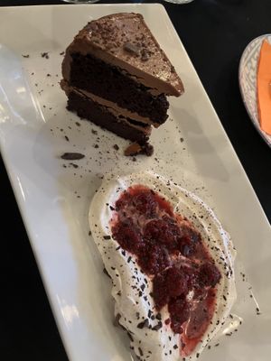 Chocolate cake with whipped cream  at Ka Papa Cuisine in Sarasota