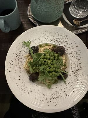 Pasta Alfredo with peas and mushrooms    at Ka Papa Cuisine in Sarasota