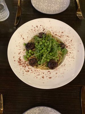 Basil-walnut pesto…delicious!!! at Ka Papa Cuisine in Sarasota