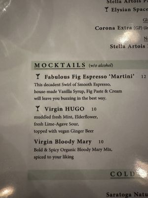 Mocktail menu  at Ka Papa Cuisine in Sarasota