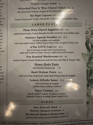 Large plate menu  at Ka Papa Cuisine in Sarasota