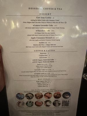 Dessert menu  at Ka Papa Cuisine in Sarasota