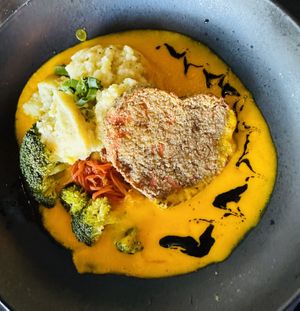 Love loaf with mashed potatoes and Broc  at Ka Papa Cuisine in Sarasota