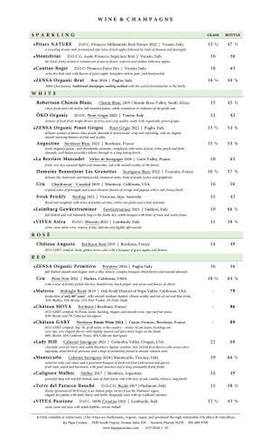 Updated Wine Menu 04/27/2024 at Ka Papa Cuisine in Sarasota