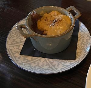 Crock French Onion Soupp  at Ka Papa Cuisine in Sarasota