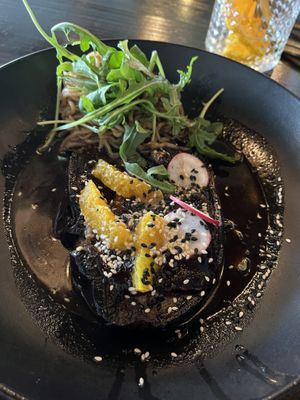 Plum-miso glazed eggplant   at Ka Papa Cuisine in Sarasota