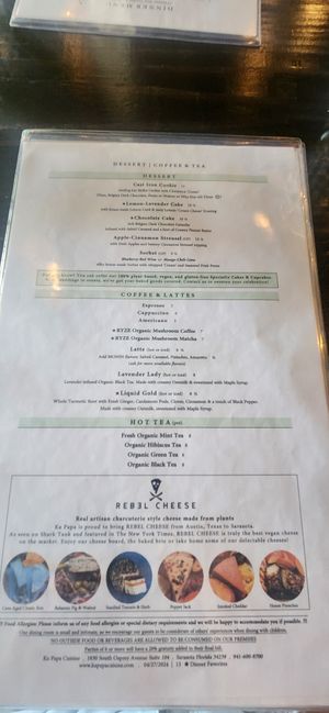 menu page 2 august 17 2024 at Ka Papa Cuisine in Sarasota