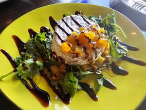 Warm 'brie' with house-made mango chutney and balsamic drizzle (gluten free) at Ka Papa Cuisine in Sarasota