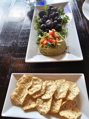 Pan roasted smoked organic cremini mushrooms w broccoli mash w (gluten free) crackers  at Ka Papa Cuisine in Sarasota