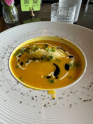 Carrot Soup and Sweet Potato starter were delicious. Definitely be back again! at Ka Papa Cuisine in Sarasota